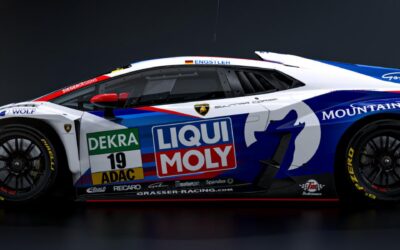 Luca Engstler in Fresh LIQUI MOLY & Mountain Wolf Decor on Lamborghini for DTM 2024 Season